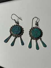 Vintage Taxco Mexico Earrings with Turquoise chip inlay – ca 1950
