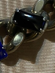 Pot Metal MCM Chain Bracelet Semi- Precious Gems Pronged Cabochon Set