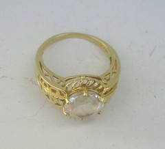 Beautiful 14K Yellow Gold & White Gemstone Ring 5.2 grams Size 8.25 STS