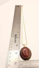 Artisan Made Mahogany Obsidian Pendant Antiqued Gold Tone