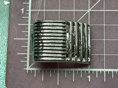 Vintage Silver Ribbed Clip On Earrings Geometric 1″x0.75″