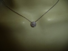 TCS DELICATE TINY CLEAR CRYSTAL PENDANT SWAROVSKI on CHAIN NECKLACE #7/21A