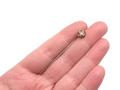 Vintage 14k Solid Gold Pearl Star Setting Circle Stick Pin Hat Pin .9 grams
