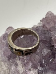 Vintage Sterling Silver Inlay Band Ring Size 10