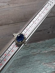 Exquisite Synthetic Blue Crystal Ring Made From Alloy Metal Plated In White K