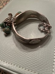 Turquoise Vintage Sterling Silver Charm Native American 925 Bracelet AZ Cactus
