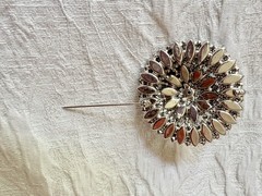 Weiss Large Round Domed Blue & Clear Rhinestones Statement Brooch Gorgeous