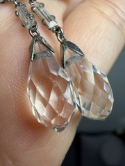 Delicate 1920s Art Deco Platinon Crystal Drop Necklace