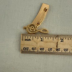 Piano Treble Clef Music Pin 1.75 in Brooch Gold Tone Keyboard Teacher Gift