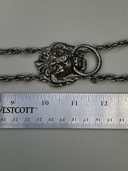 Vintage Victorian Revival Silver-tone Pewter Double Lion Door Knocker Necklace