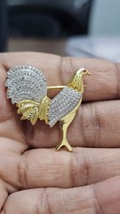 0.80 Ct Round Cut Real Moissanite Women’s Moon Brooch Pin 14K Yellow Gold Plated