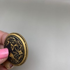 Vintage Spanish Damascene Brooch Bird And Fountain Design