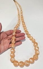 Vintage Monet Moonglow Necklace graduated beads Peach color