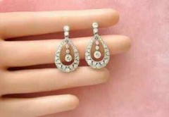 Milgrain Teardrop Dangle Earrings 2.7 Ct Simulated Diamond 14K White Gold Over