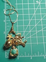 Vintage Signed Monet Gold Tone Charm Holder Necklace 30″ Monet Charms