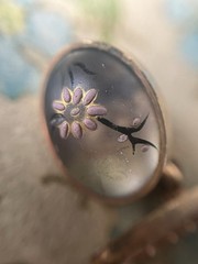 Gold Filled Cufflinks With Pink Flowers Cherry Blossoms Sold As Is V692