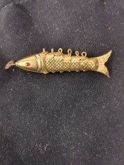 Vintage Gold Tone Articulated Fish Pendant