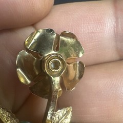 Vintage Moss Agate Simulated Pearl Rose Floral Brooch Pin Love Nature Garden