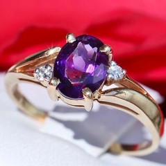 10k yellow gold ring 1.00ct natural amethyst diamond sz 6.5 handmade 2.0g N3011U