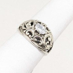 Vintage Elegant RING Silver 925 with Big Bright Stone -size: 9US (18.8mm) | #113