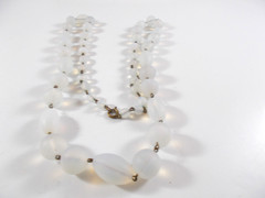 VTG Art Deco Style Opalescent Frosted Glass Graduated Bead Necklace