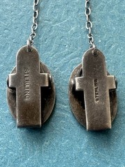 Antique 1885 VICTORIAN .925 Sterling Silver Baby Bib Chain Collar Clips RARE!