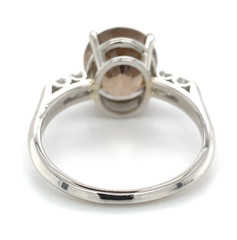 Platinum 6.37 Carat Champagne/Light Brown Genuine Zircon Diamond Ring (#J6923)