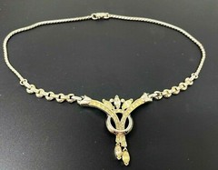 Vintage signed Anthony White Rhinestone Silver tone Choker Necklace 15″