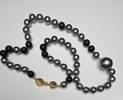 VTG CHANEL Grey Gripoix Pearl Sautoir Necklace Early 90s READ DESCRIPTION AS-IS