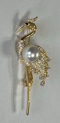 Crystal Rhinestone Owl Flamingo Brooch Pin Glass Vintage LOT Bird Peacock Clear