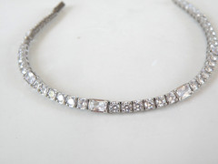 Vintage Sterling Silver 925 Baguette Cubic Zirconia Tennis Bracelet 7″