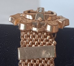 Victorian Gold Fill Mesh Slide Bracelet Seed Pearls Tassels Antique 1880s