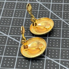 Monet Vintage Gold Tone Domed Button Clip On Earrings Polish Round Never Worn