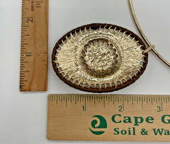 VTG Signed Boho Hammered Gold tone Faux gem Wire choker & hinged bracelet set