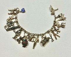 Sterling Silver Charm Bracelet w/ Charms from Around the World