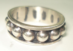 VINTAGE STERLING 925 SILVER TAXCO BEADED BALL RING SIZE 6.5 Gorgeous Piece