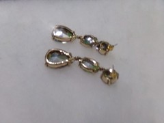 STUNNING LONG WATERMELLON GLASS RHINESTONE DANGLING PIERCED EARRINGS
