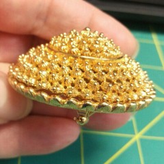Vintage Gold Tone Pin Brooch Signed Cora Approx 2 inch wide x 1 inch tall Nice!