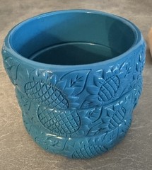 3 Vintage Teal Carved Sunflower Design Bracelets Bangles Y2K 80’s Jewelry