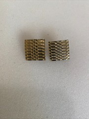 Monet Gold Tone Clip On Earrings Rectangle Vintage Costume Jewelry E17