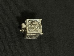 Vintage STER Sterling Silver Opening Box Charm Art Nouveau Floral Pendant 3D