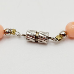 Genuine Pink Peach Blush Coral Bead 6mm Necklace Alloy Clasp Tested 25 inch