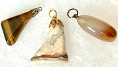 VINTAGE Polished Gemstone Pendants Agates & Tigers Eye 3 Gems Rocks Stones