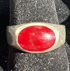 Vintage Red Jasper 3 Piece Jewelry Lot-925 Silver:7” Bracelet, 8.5 Ring, Pendant