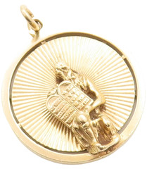 14K GOLD Vintage Shiny Moses Ten Commandments Religious Pendant GP283