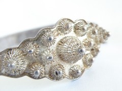 Antique Zeeland Button Sterling Silver Import Filigree Bracelet 7″