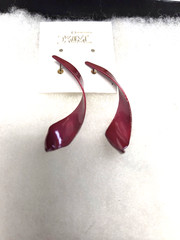 Vtg nos burgundy enamel twisted pierced Earrings