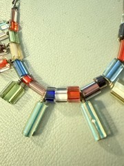 Vintage Glass Bead Sterling Silver Necklace Marked 925 India 20” #595