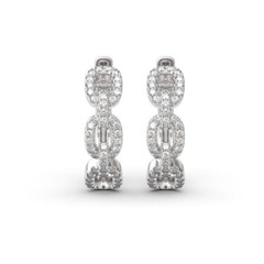 Cuban Link Huggie Women Earrings 2.0 Ct Lab Created Diamond 14K White Gold