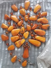 Vintage Natural Handmade Raw Amber Necklace Baltic Butterscotch Egg Yolk 75G 29″
